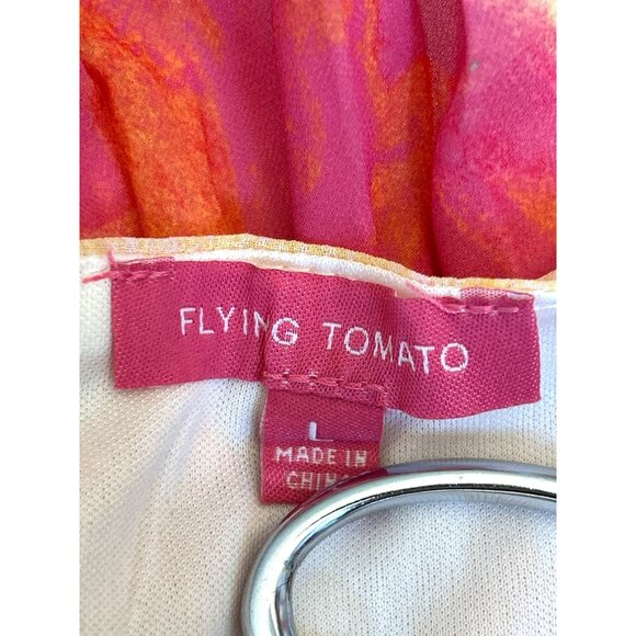 Flying Tomato Colorful Abstract Midi Dress Sweetheart Neckline Pleat Skirt Sz L - Picture 5 of 7